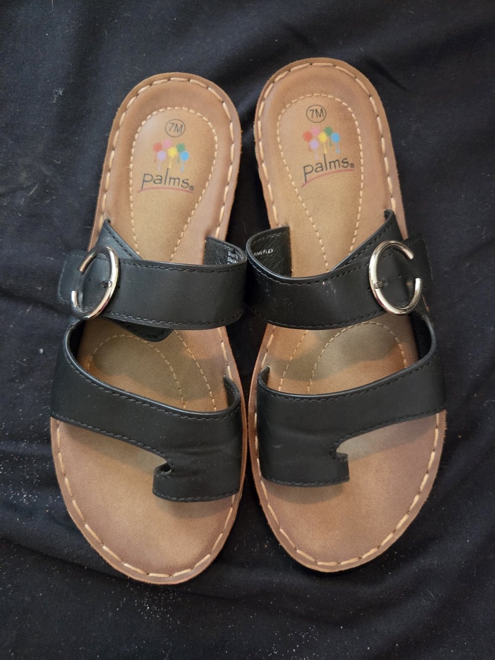 Palms Women's Black Buckle Slide Sandals